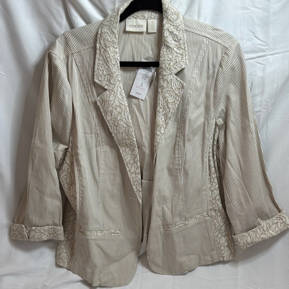 Chico's Jackets & Blazers - Chico's Cream Striped Women's Jacket